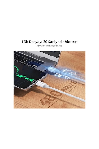 Ugreen Usb-c To Usb-c 100w 5a Qc Pd Hızlı Şarj Kablosu 2 M Beyaz
