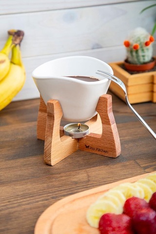 Joy Kitchen Ahşap Standlı Fondü Seti Beyaz Renk