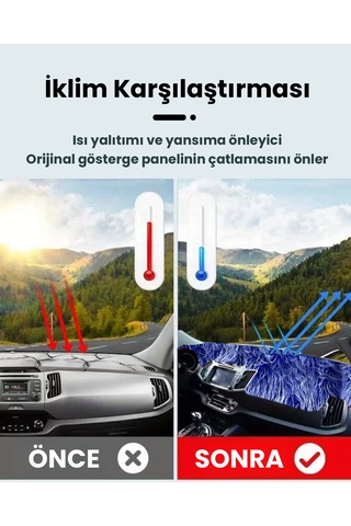Pelüş Torpido Koruma Örtüsü Uzun Tüylü Mavi