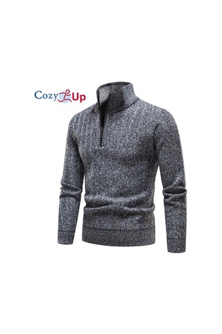 Cosy Up Yeni Kazak Erkek Uzun Kollu Dik Yaka Polar Sıcak Kazak Mavi