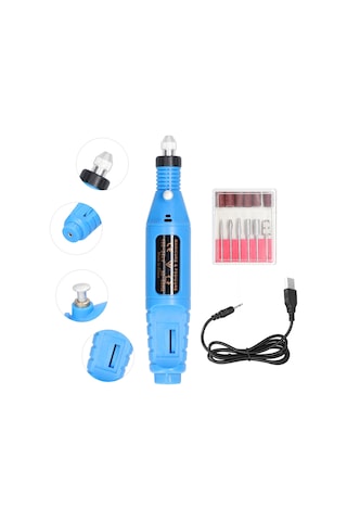 Singree Usb Şarjlı Mini El Taşlama Makinesi - 6 Taşlama Uçlu, Hız Ayarlı Manikür Aleti