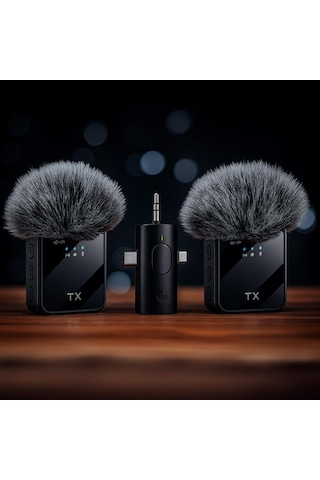Lexroo Torima F11-2 Type-c + Lightning + Aux 2li 3in1 Kablosuz Yaka Mikrofonu