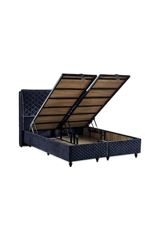 Baklava Lüks Baza Ve Başlık Seti 100x200 Cm Tek Kişilik Metal Baza Ve Başlık Takımı Antrasit Kumaş