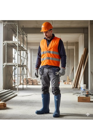 Techno Boots Poliüretan Soğuğa Dayanıklı Kısa Çelik Burunlu Mavi Çizme Mavi