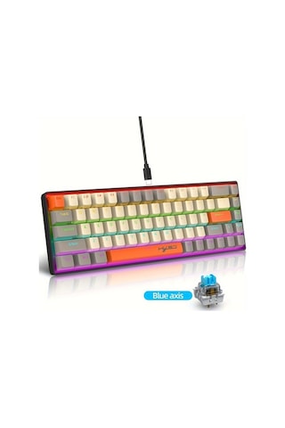 Fastbuy Yeni Mekanik Klavye Mavi Eksen 68 Tuşlu Enjeksiyon Kalıplama Klavye