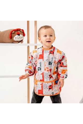 Candar Graffe Desenli Sıvı Geçirmez Uzun Kol Aktivite Ve Mama Önlüğü 6-24 Ay Standart Çok Renkli