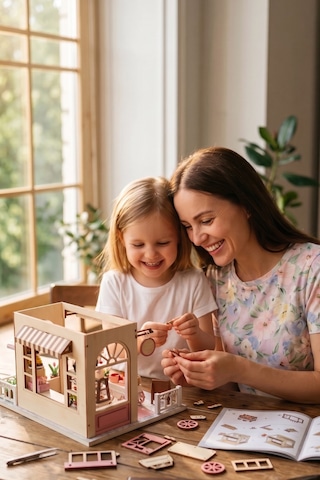 Düşler Çikolatası 3d Puzzle Ahşap Minyatür Maket Kiti Dıy Kendin Yap Led Işıklandırmalı Maket Ev