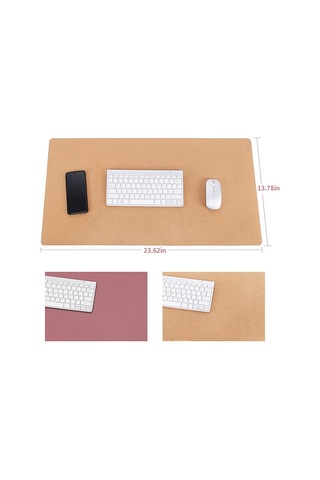 Geeksen Çift Taraflı Mantar Ve Pu Deri Ofis Matı - Su Geçirmez, 60x35cm Pembe