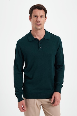 Tudors Erkek Standart Fit Normal Kesim Pamuklu Polo Yaka Yeşil Kazak-41886 Yeşil