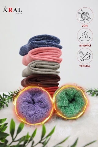 Kral Socks Termal Erkek Havlu Patik Çorap 4'lü Set 4 Çift Siyah