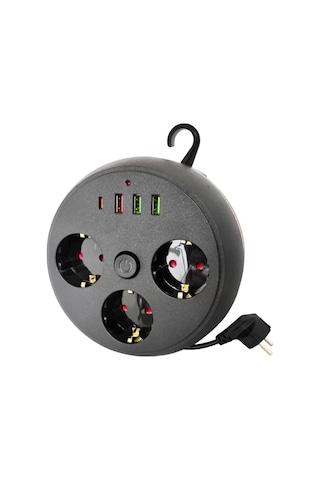 Ev Ofis İçin Çoklu Priz 3 Priz 3 Usb Type C Güvenli Enerji Yönetimi 3 M