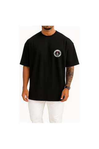 Bahriyeli Collection Oversize Sg Cep Ve Sırt Baskılı Unisex T-shirt Siyah