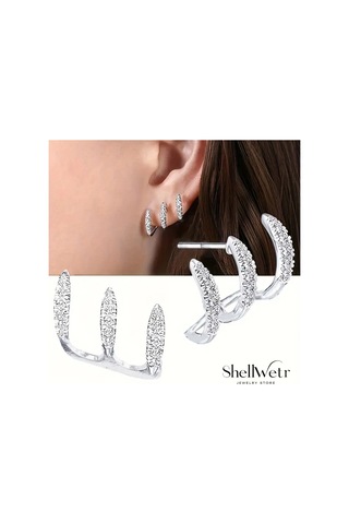 Claw Küpe Sevgililer Günü , Annenize Verilecek En Güzel Gümüş Kaplama Hediye Gri