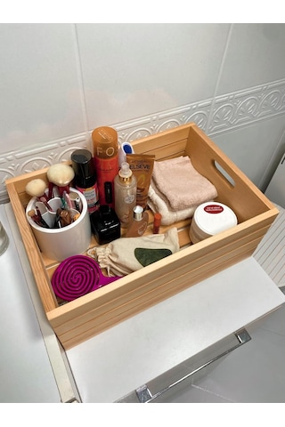 Limon Dekor Masif Ahşap Büyük Boy Dekoratif Kasa - El Yapımı Çok Amaçlı Düzenleyici Sandık - Banyo, Mutfak Ve Diğer