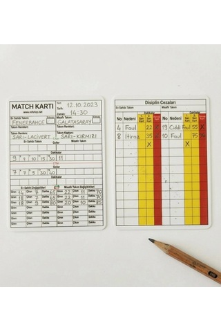 Ref Hakem Maç Kartı, Su Geçirmez , 0,70micron Kalınlık, Paket İçi 5 Adet Çok Renkli