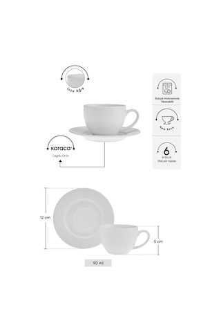 Karaca  Lisa 6 Kişilik Kahve Fincanı 90 Ml