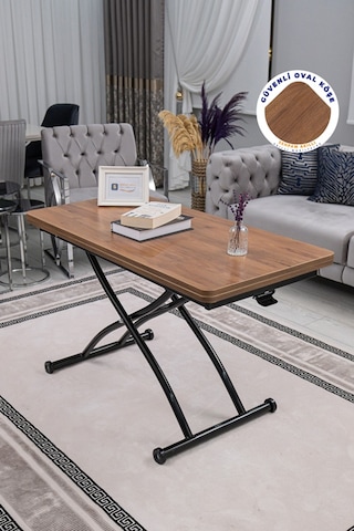 Juppo Üst Tabla Mdf Ceviz Oval Köşe Alt Siyah Dışa Kıvrım