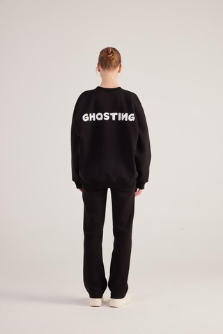 Holly Lolly Oversize Kesin Unisex Ghosting Sweatshirt Siyah