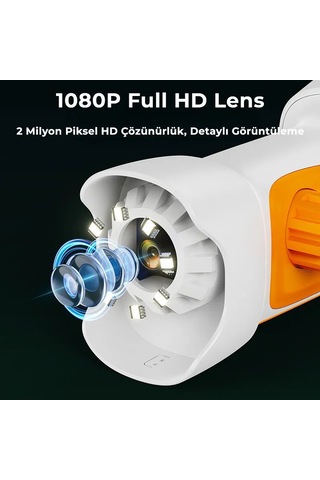 395 Turuncu Taşınabilir Dijital Çocuk Mikroskobu - 2.4 İnç Ips Ekranlı, 1080p Full Hd, 1000x Zoom, 8 Led Işıklı Eğitici Bilim Kiti