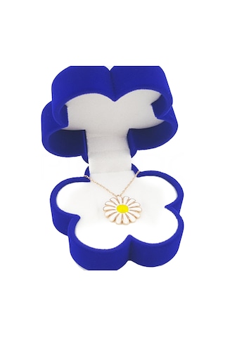 Pigado 925 Ayar Gümüş Papatya Kadife Kutusunda Rose Papatya Kolye Gümüş