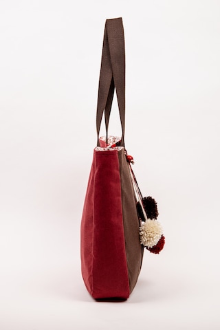 Fabric Craft Bag Omuz Çantası Kadın Duck Kumaş Desenli Büyük Boy Günlük Çanta Bordo - Kahverengi