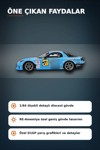 Detaylı 1/64 Ölçek Mazda Rx-7 Re-amemiya D1gp Model Araba - Koleksiyonluk Diecast Oyuncak Bx-313378