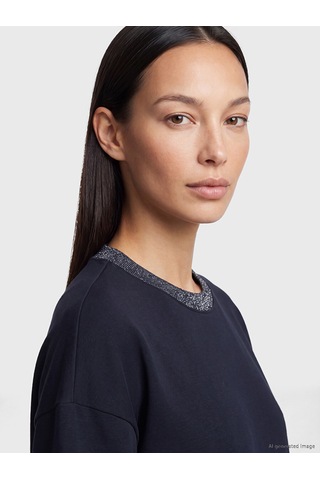 Lcw Everyday Lacivert Soft Touch Oversize Kadın Sweatshirt Tunik