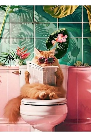 Wc Kedi 2 Komik Kanvas Tablo Ev Duvar Salon Ofis Dükkan Hediyelik Dekarasyon Süsü