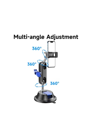 Leezsing Araç İçin 360 Dönebilen Çift Başlı Emici Telefon Tutucu - Tüm Telefonlara Uyumlu