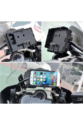 Motosiklet Navigasyon Telefon Tutucu Usb Hızlı Şarj Gidon Bağlama