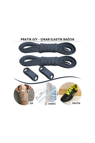 Tak Bırak,klipsli Elastik,yeni Nesil Akıllı Bağcık,füme Koyu Gri