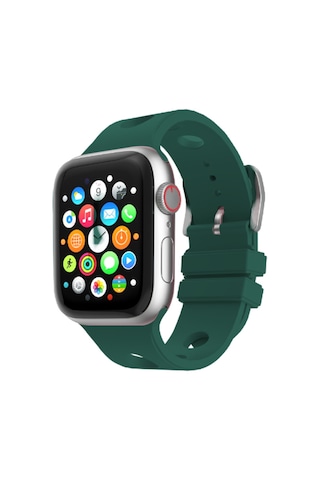 Watch 44mm Delikli Tasarım Mkst Krd-147 Silikon Kordon - Koyu Yeşil