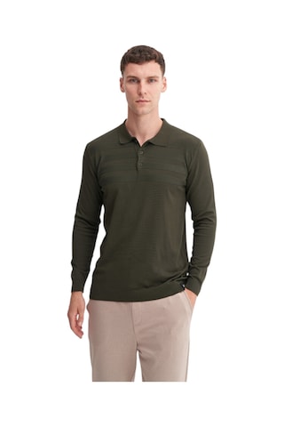 Cazador Slim Fit Viskon Karışımlı Basic Polo Yaka Kazak Haki