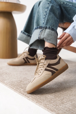 Daxtors Garantili Carina Günlük Ortopedik Kadın Sneaker Spor Ayakkabı Bej