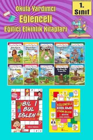 1.sınıflar İçin Okumayı Sevdiren 10 Lu Hikaye Seti -bil Bul Eğlen-kodlama 4 Okulda Evde Tatilde