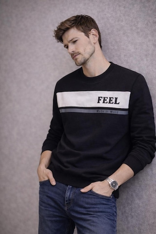 The Feel Marcel Erkek Regular Fit Bisiklet Yaka İnce Sweatshirt Siyah