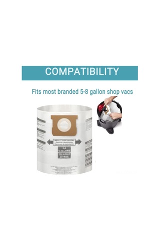 Qingmipy 8 Adet Yüksek Verimli Tek Kullandım Filtre Çantası - 5-8 Galon Shop Vac İçin Uyumlu E Tipi 90661/9066133, H Tipi 90671/9067133, Vf2004, Vhbs Vdbs