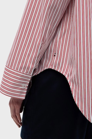 Tommy Hilfiger Poplin Çizgili Oversize Gömlek Kadın Gömlek Ww0ww51129 0fc Beyaz-kırmızı
