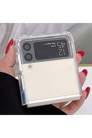 Galaxy Z Flip 3 İle Uyumlu Anti Shock Şeffaf Kılıf Pürüzsüz Yüzey Galaxy Flip 3 İle Uyumlu Kılıf 50 x 22