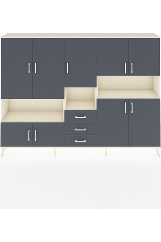 Arges Dolap 13 Raflı 3 Çekmeceli 9 Kapaklı 220x30x163 Aytaşı-antr Aytaşı-antrasit