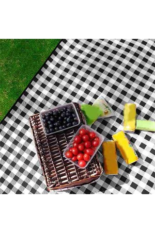 Xiaaokeji Piknik Bezi Katlanır Mat Battaniye Açık Hava Katlanır Su Geçirmez Battaniye Siyah-beyaz Siyah - Beyaz