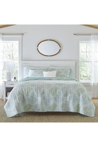 Reversible Quilt Set, King, Saltwater Blue Genel