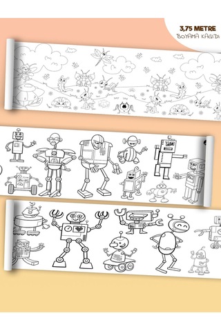 Bebek Ve Çocuk Için 3,75 Metre Rulo Boyama Kağıdı Karışık