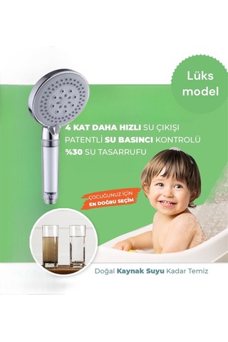 Truva 10 Adet Yedek Filtreli,kireç Önleyici Özellikli,su Tasarruflu Duş Gri