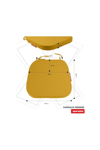 Xpermate Standartfit Oval Sandalye Minderi 42x42x5 Hardal