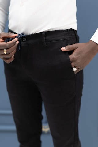 Perpant Slimfit Beli İplikli Pamuklu Gabardin Kışlık Jogger Pantolon Siyah