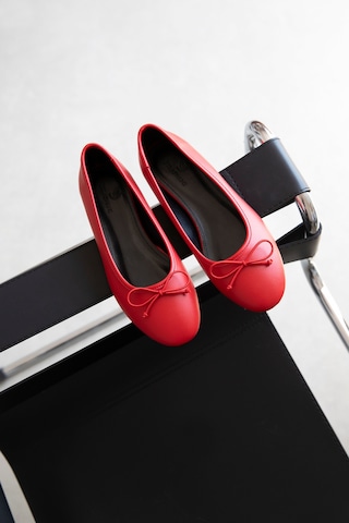 Wolk Shoes Lily Kadın Fiyonk Detay Deri Babet Kırmızı