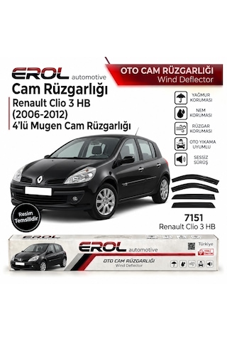 Renault Clio 3 2006-2012 4'lü Hb Mugen Cam Rüzgarlığı Siyah