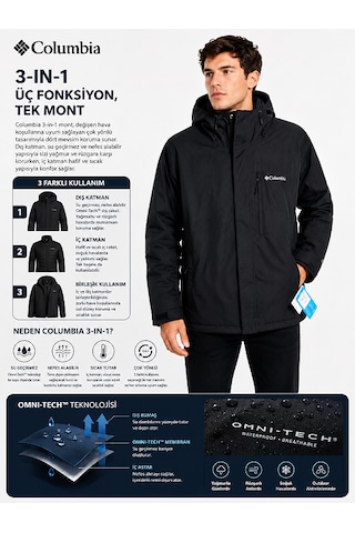 Columbia Nordic Point Fs Interchange Omni-heat 3 İn 1 Erkek Mont Xo9741-010 Siyah