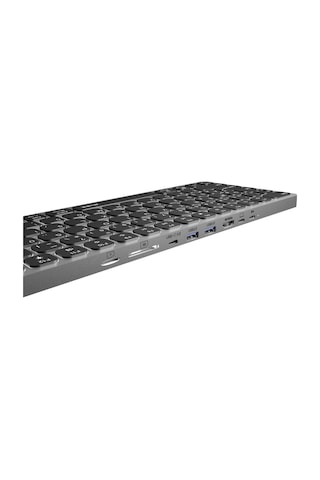 S-link Sw-k801 Siyah Usb 8 İn 1 Usb Q Klavye 2 Usb, Hdmı, Type-c, Aux, Tf Ve Sd Okuyuculu Hub Klavye